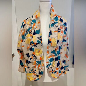 About A Girl Women's Multicolor Print Top/Blouse/Blazer Black M